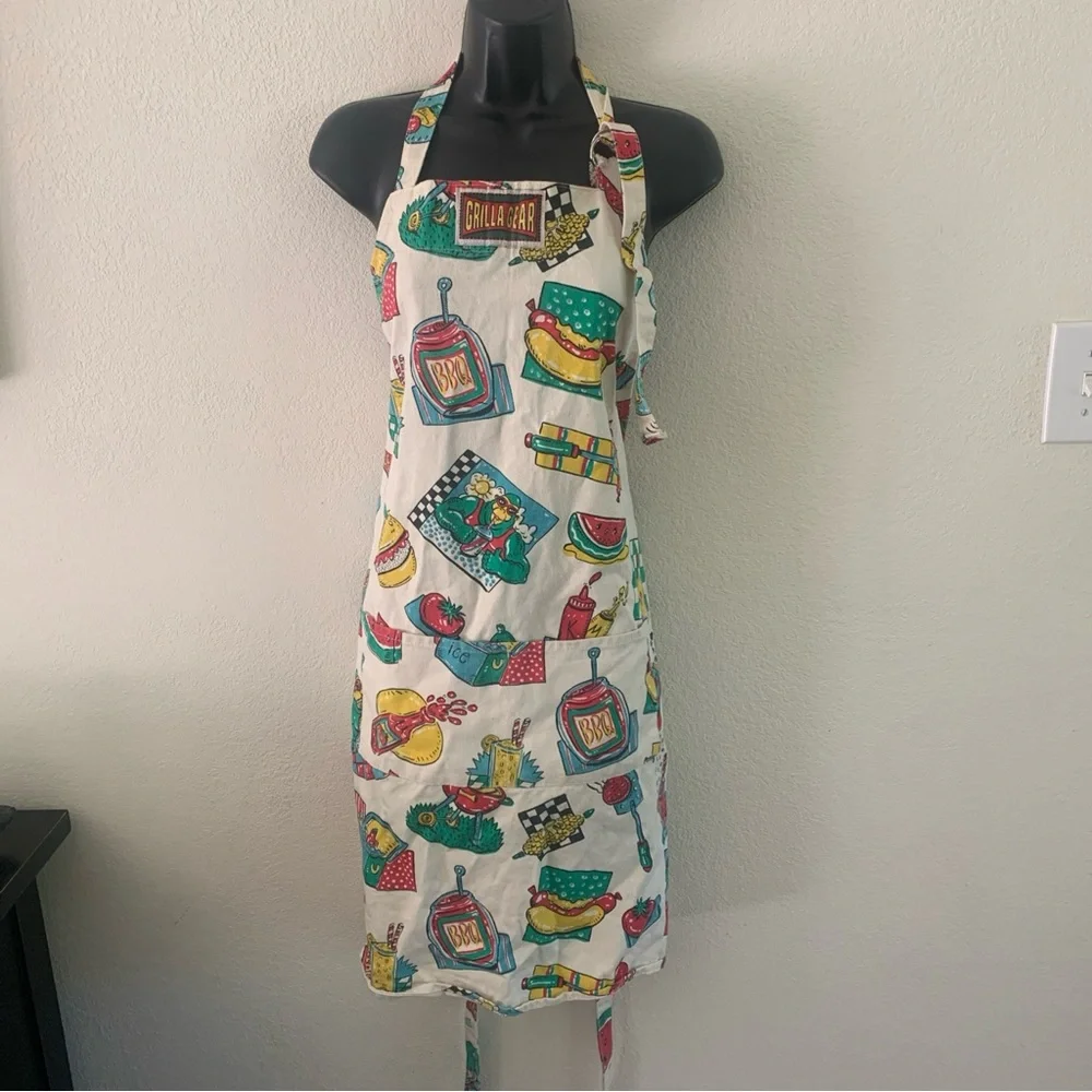 Vintage Grilla Gear Apron Outdoor BBQ Pattern Thick Cotton Fully Adjustable s-xl